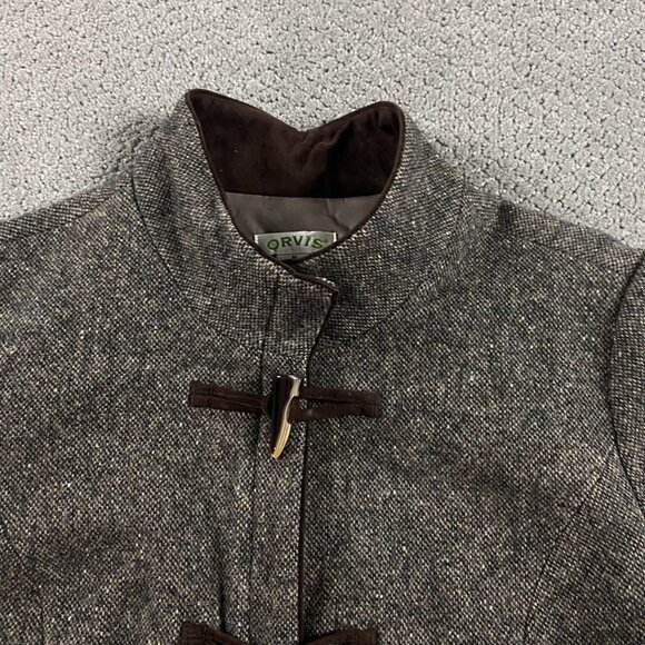 Orvis Tweed Wool Toggle Jacket Women's Medium Brown - Picture 2 of 14